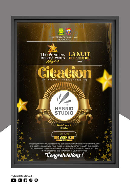 Citation of Honor-The Premiers Awards Night Best Content Creator